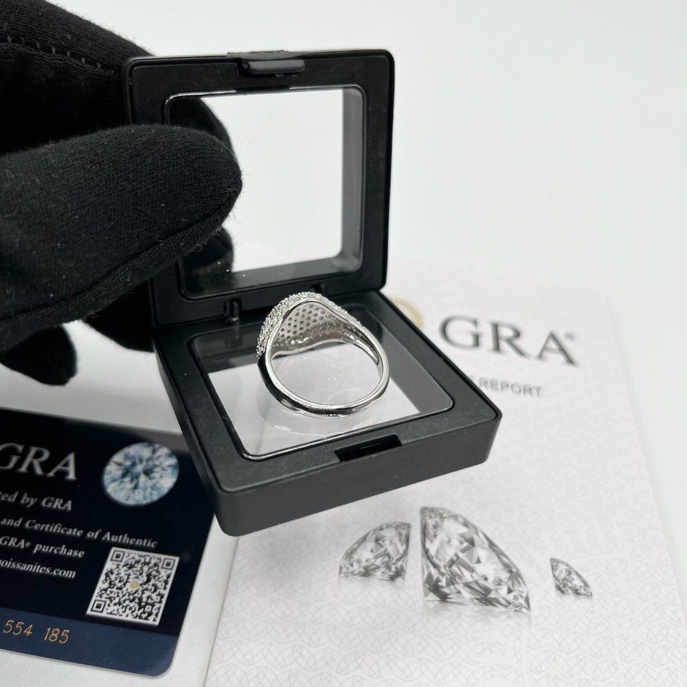 VVS Moissanite ICED Classic Style Ring, Solid 925 Sterling Silver Finger Ring - Picture 5 of 5